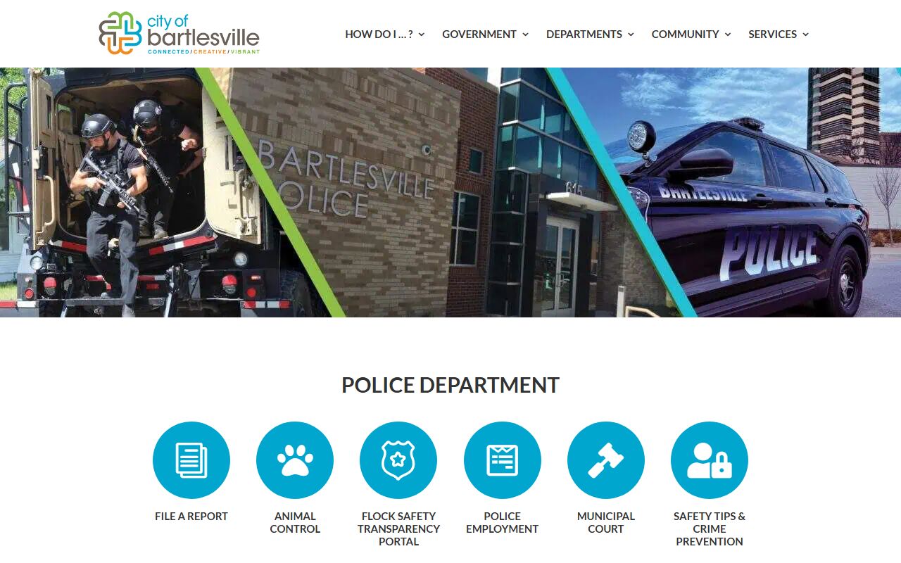 Bartlesville Police Department website for arrest records