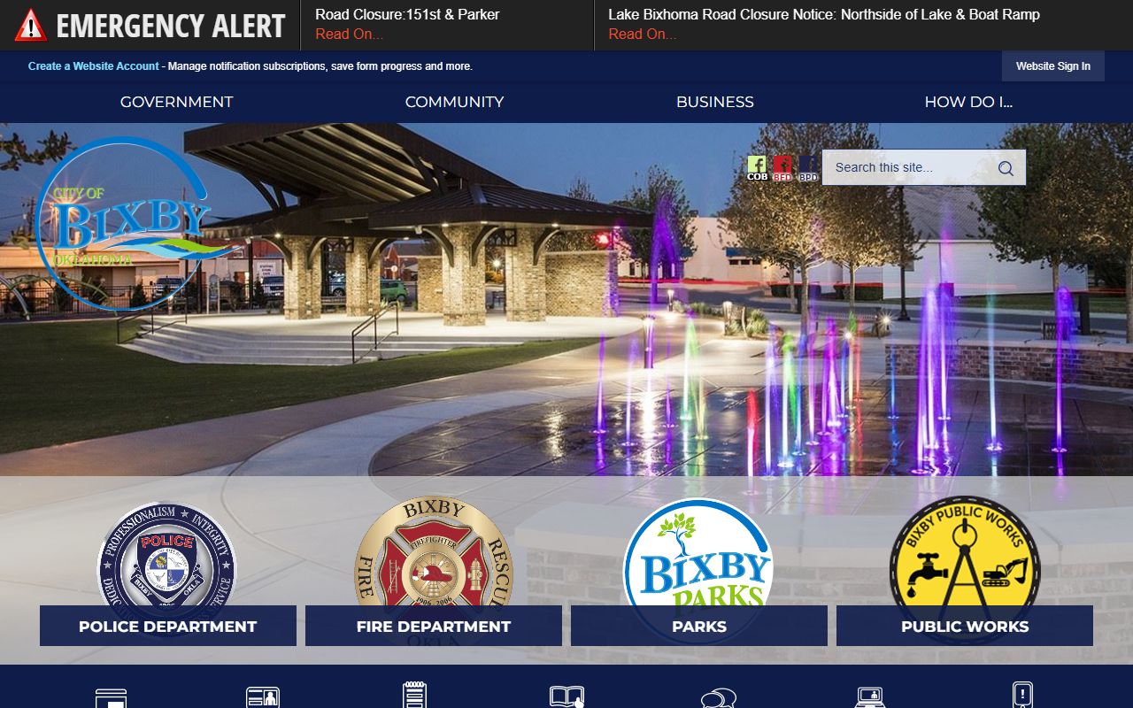 Bixby city website for arrest records and police department information