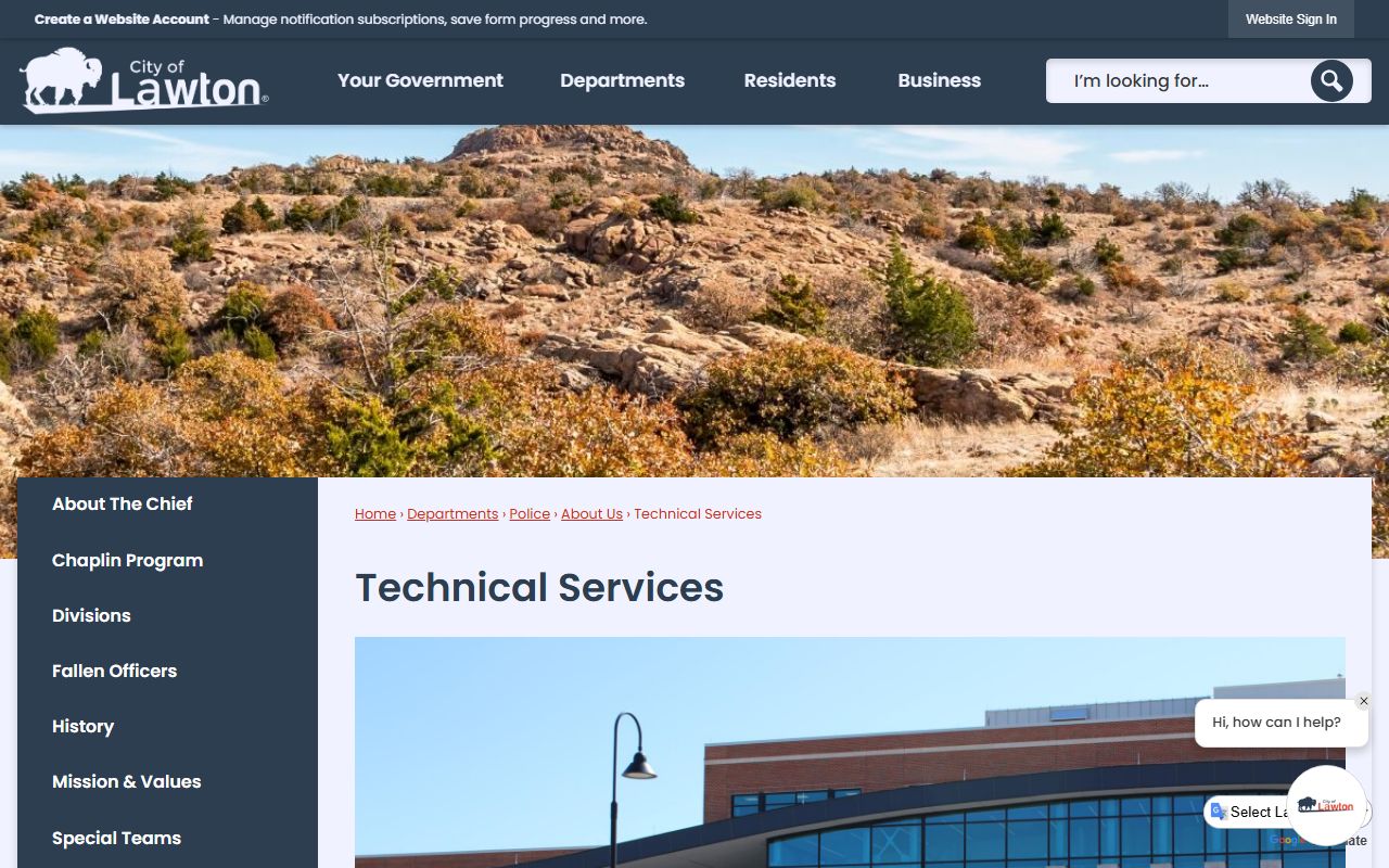 Lawton Police Technical Services page for arrest records requests