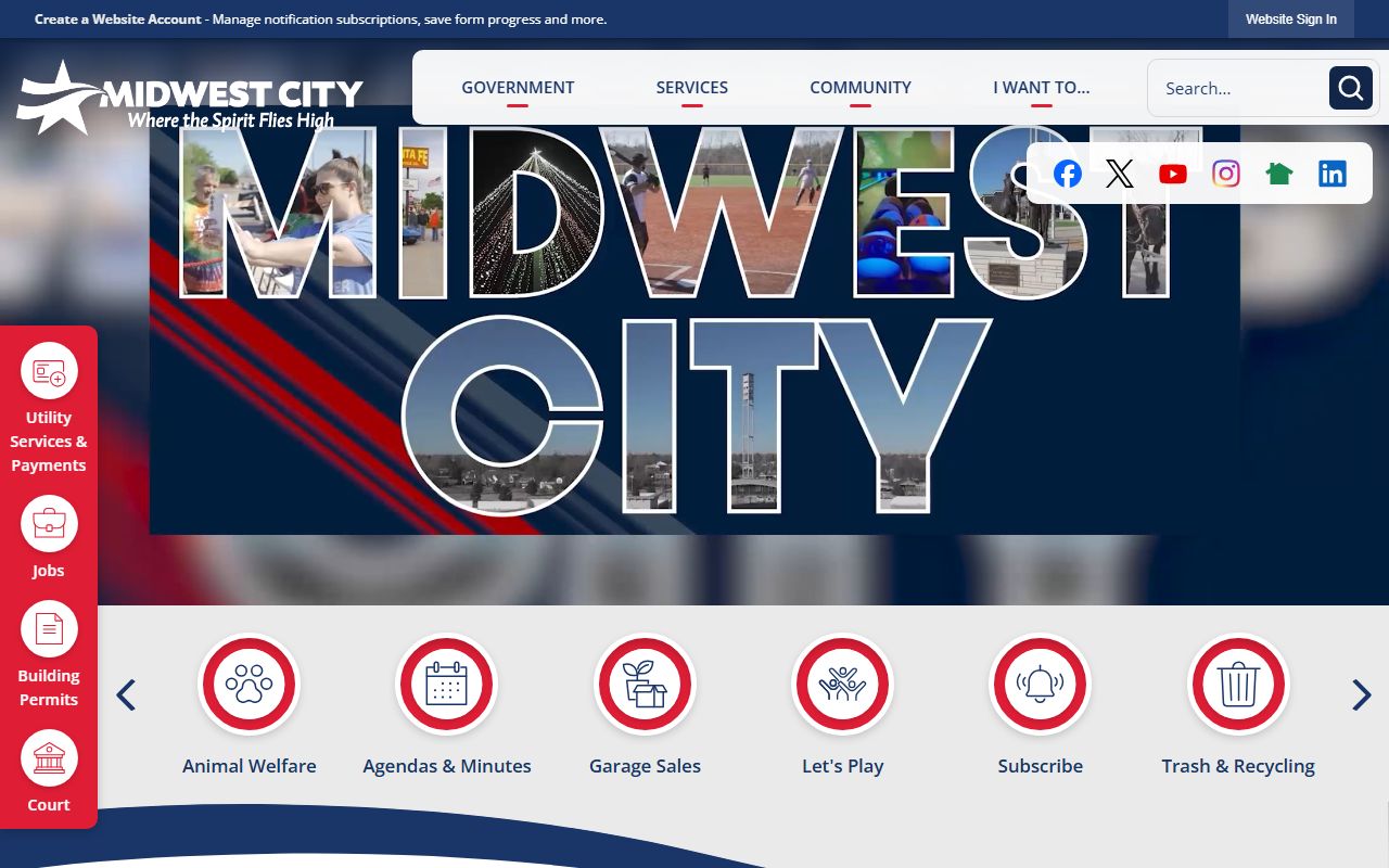 Midwest City website for police department and arrest records information