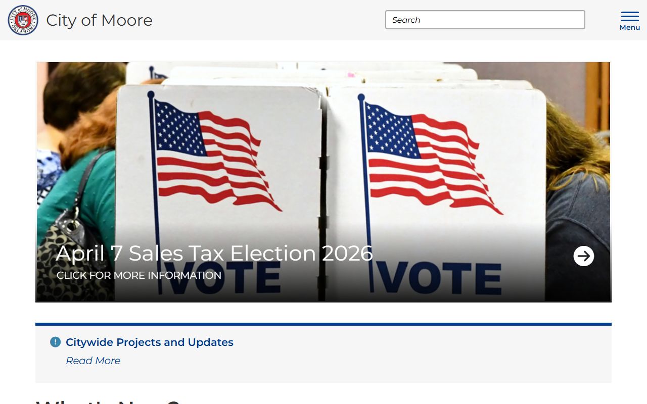 Moore city website with links to police department and arrest records resources