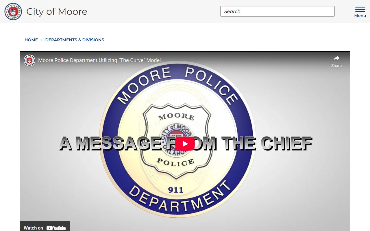 Moore Police Department website for arrest records and report requests