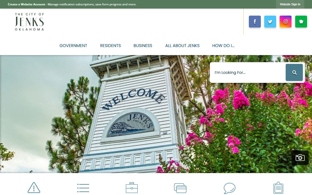 Jenks Police website for arrest records and city services