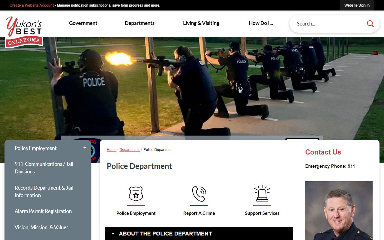 Yukon Police Department website for arrest records