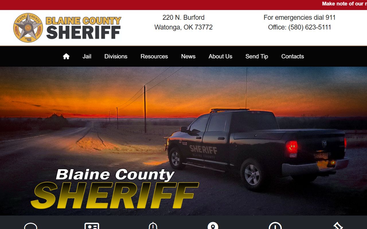Blaine County Sheriff's Office website for arrest records