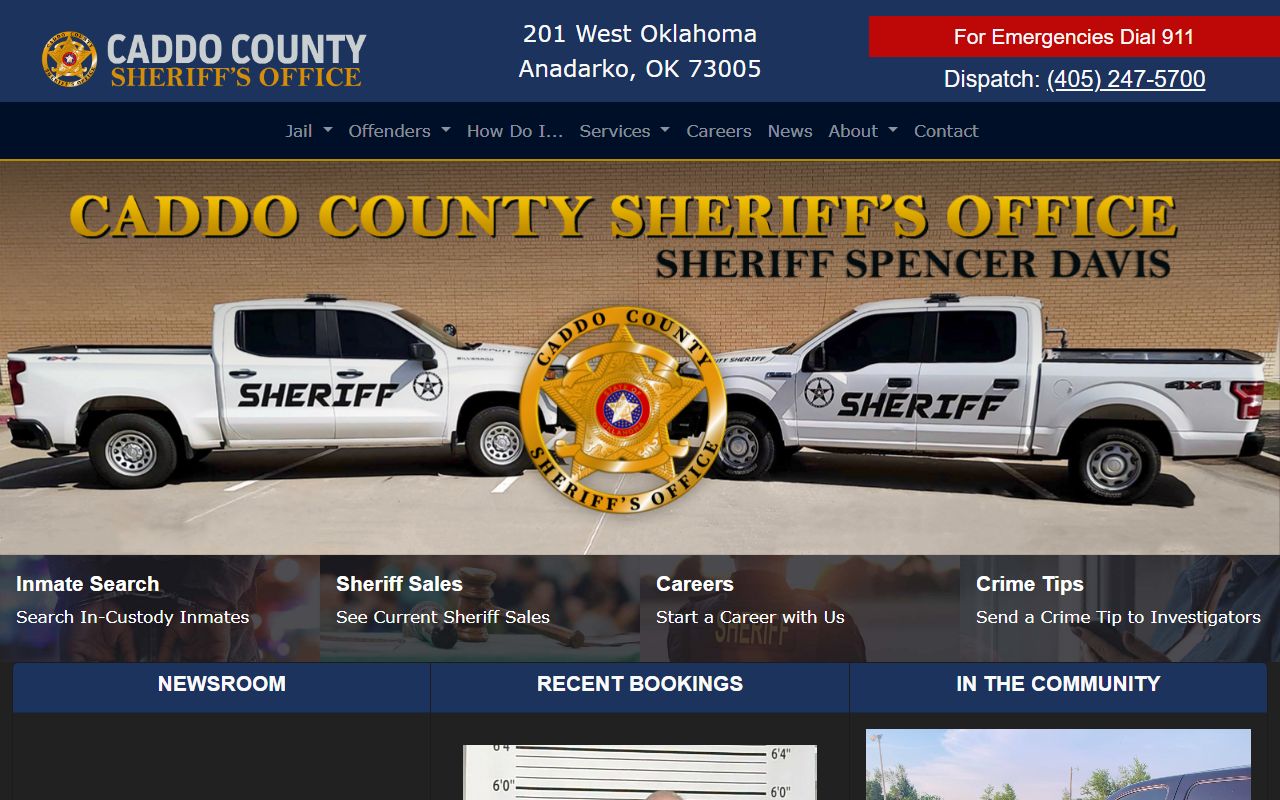 Caddo County Sheriff's Office website for arrest records