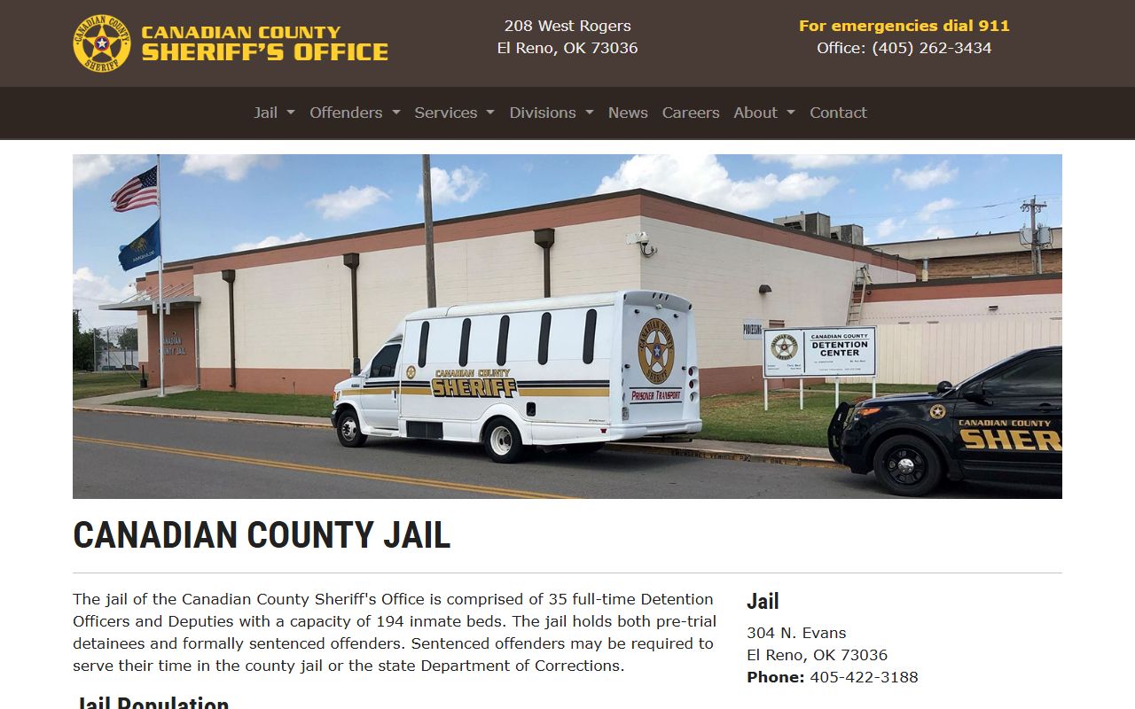 Canadian County jail information and arrest records details