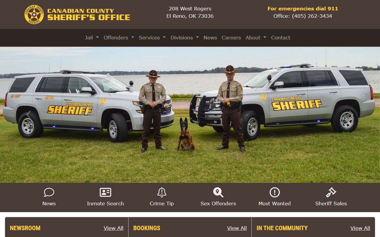 Canadian County Sheriff's Office website for arrest records search