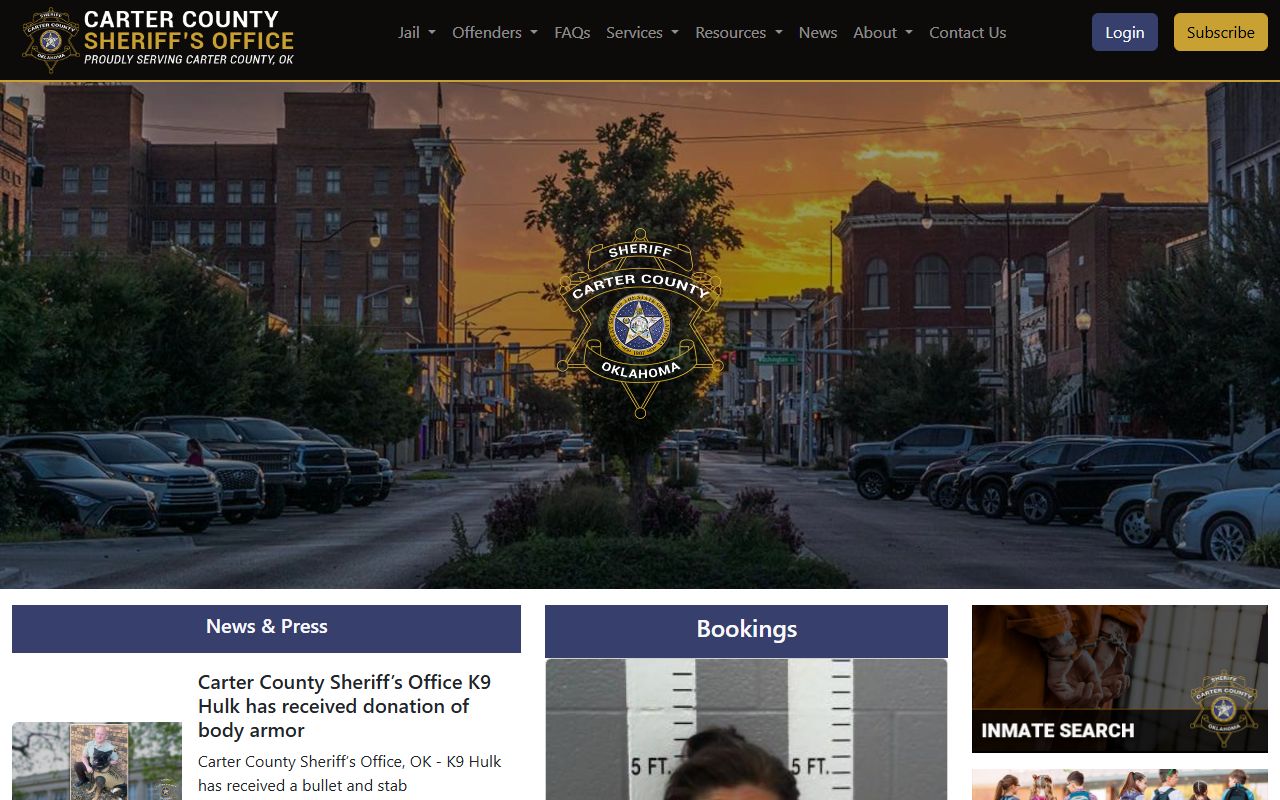Carter County Sheriff's Office main website for arrest records