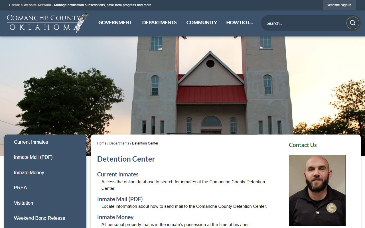 Comanche County Detention Center page for arrest records