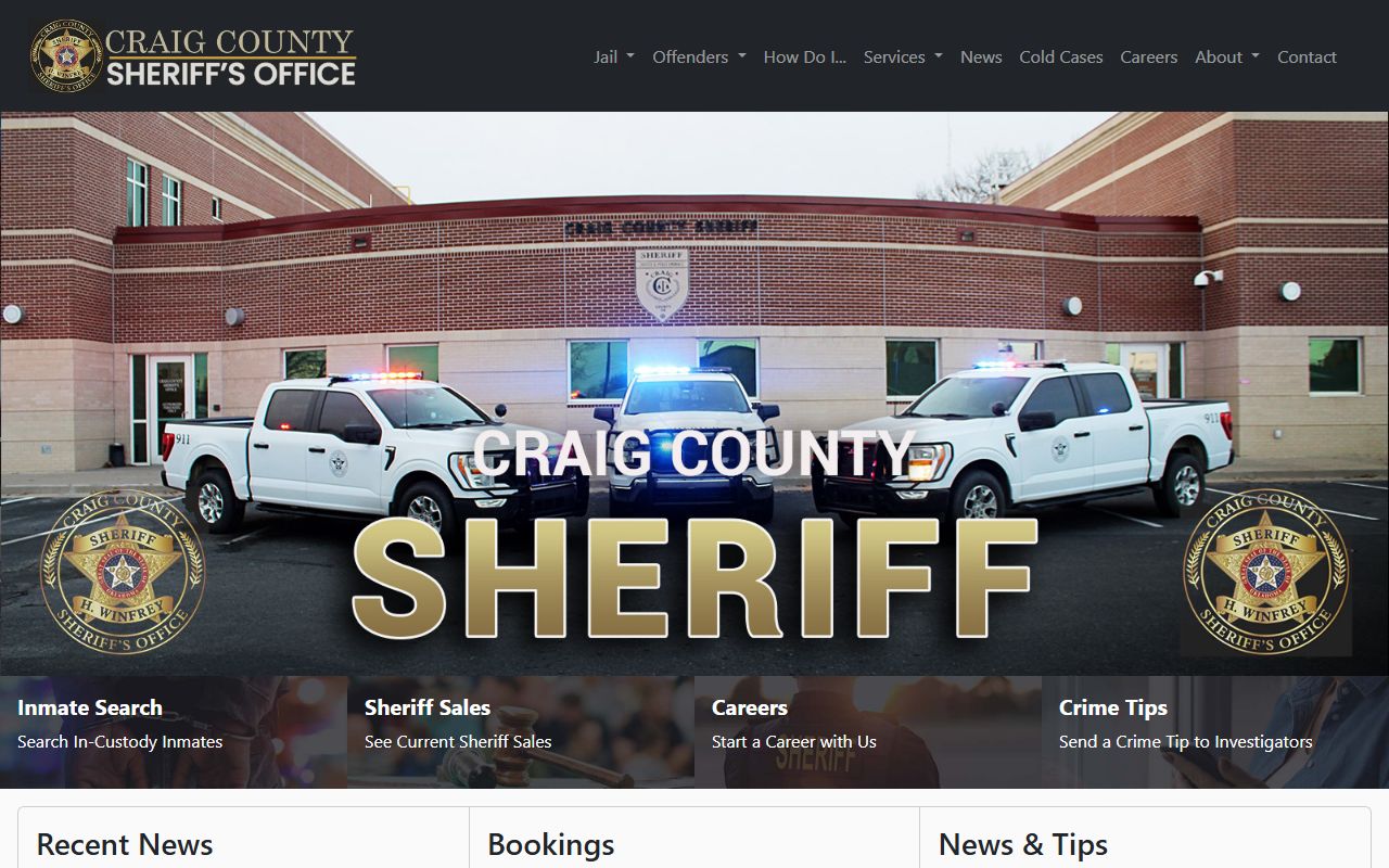 Craig County Sheriff's Office website for arrest records