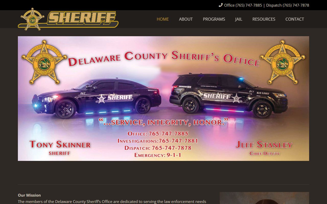 Delaware County Sheriff's Office website for arrest records