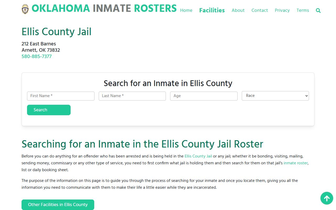 Ellis County inmate rosters for arrest records search