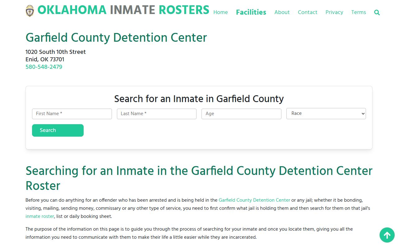 Garfield County inmate rosters and arrest records portal