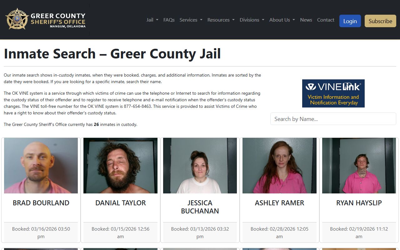 Greer County inmate search for arrest records
