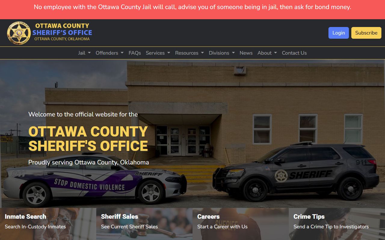 Ottawa County Sheriff's Office website for arrest records