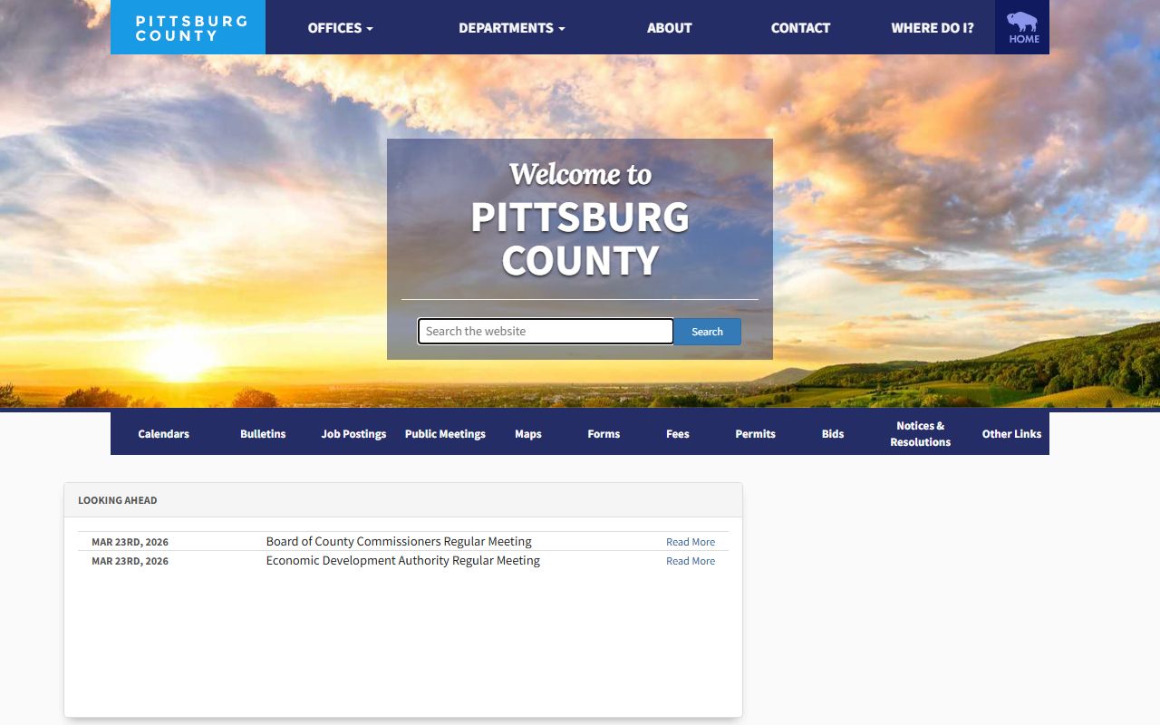 Pittsburg County website for arrest records information