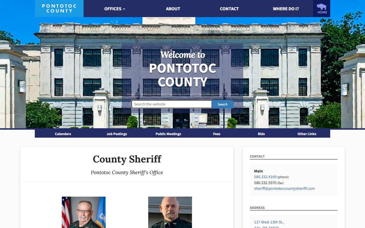 Pontotoc County Sheriff's Office page for arrest records