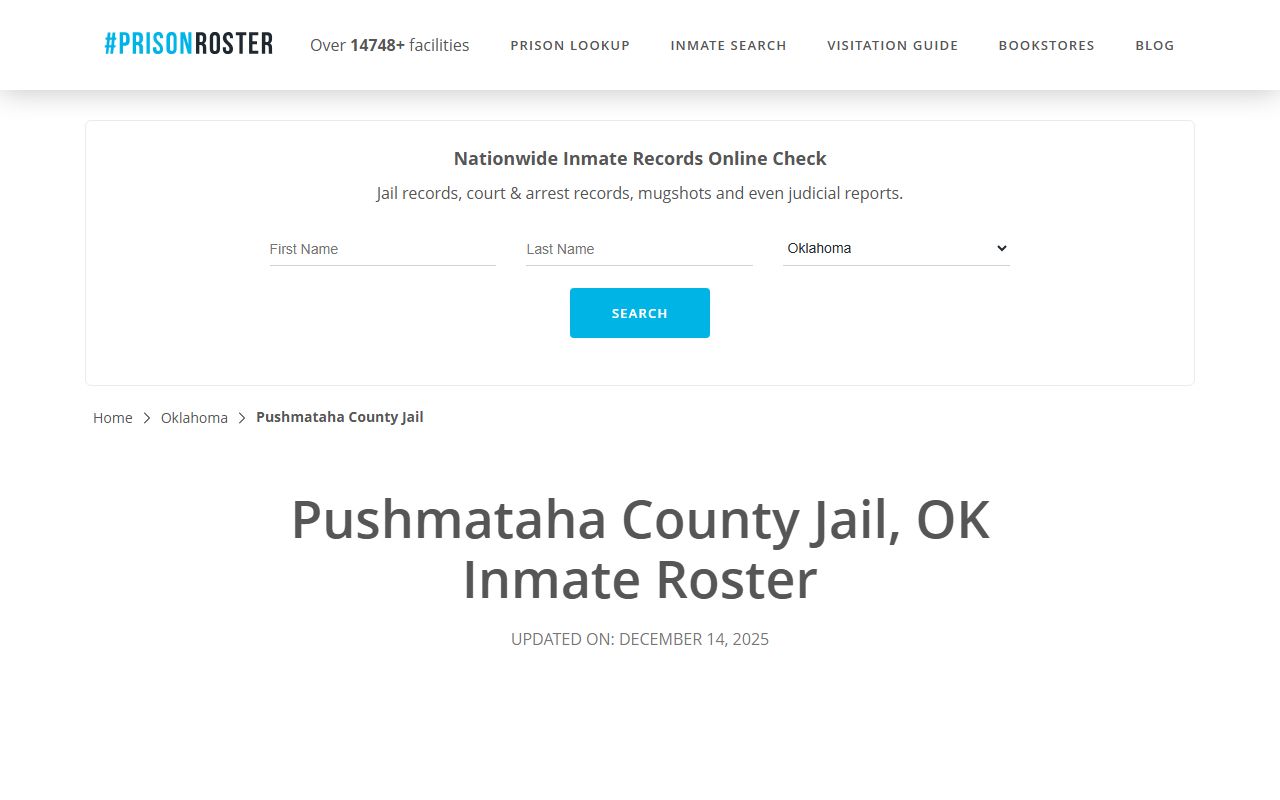 Pushmataha County prison roster arrest records search