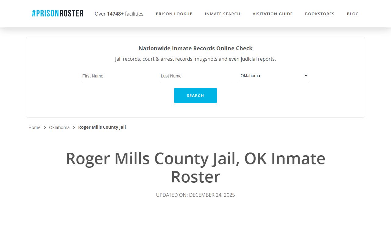 Roger Mills County prison roster arrest records search
