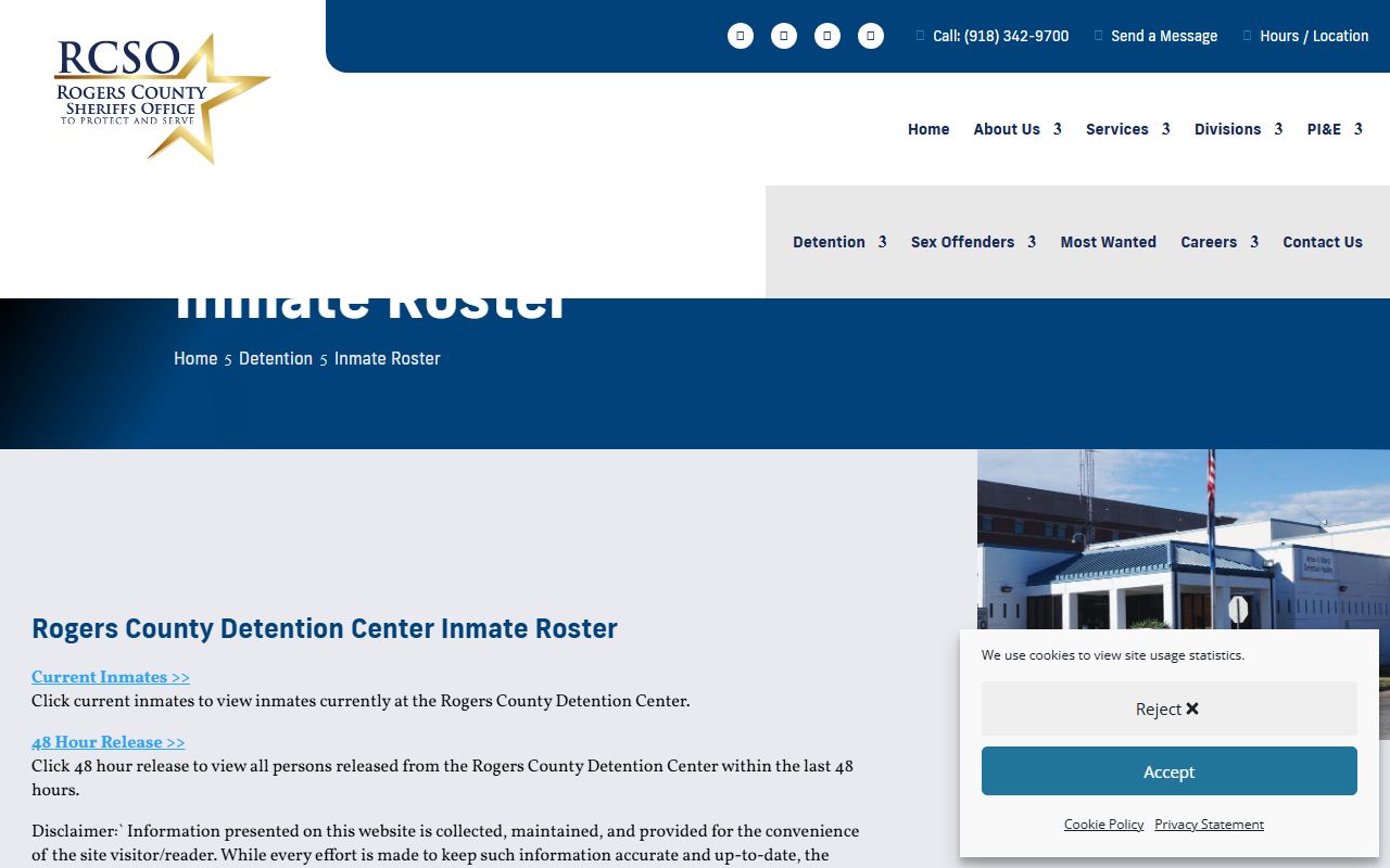 Rogers County inmate roster for arrest records search