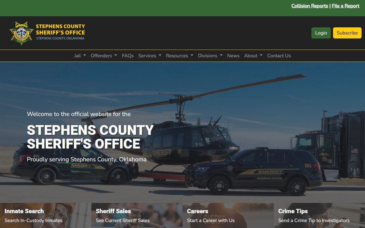 Stephens County Sheriff website for arrest records