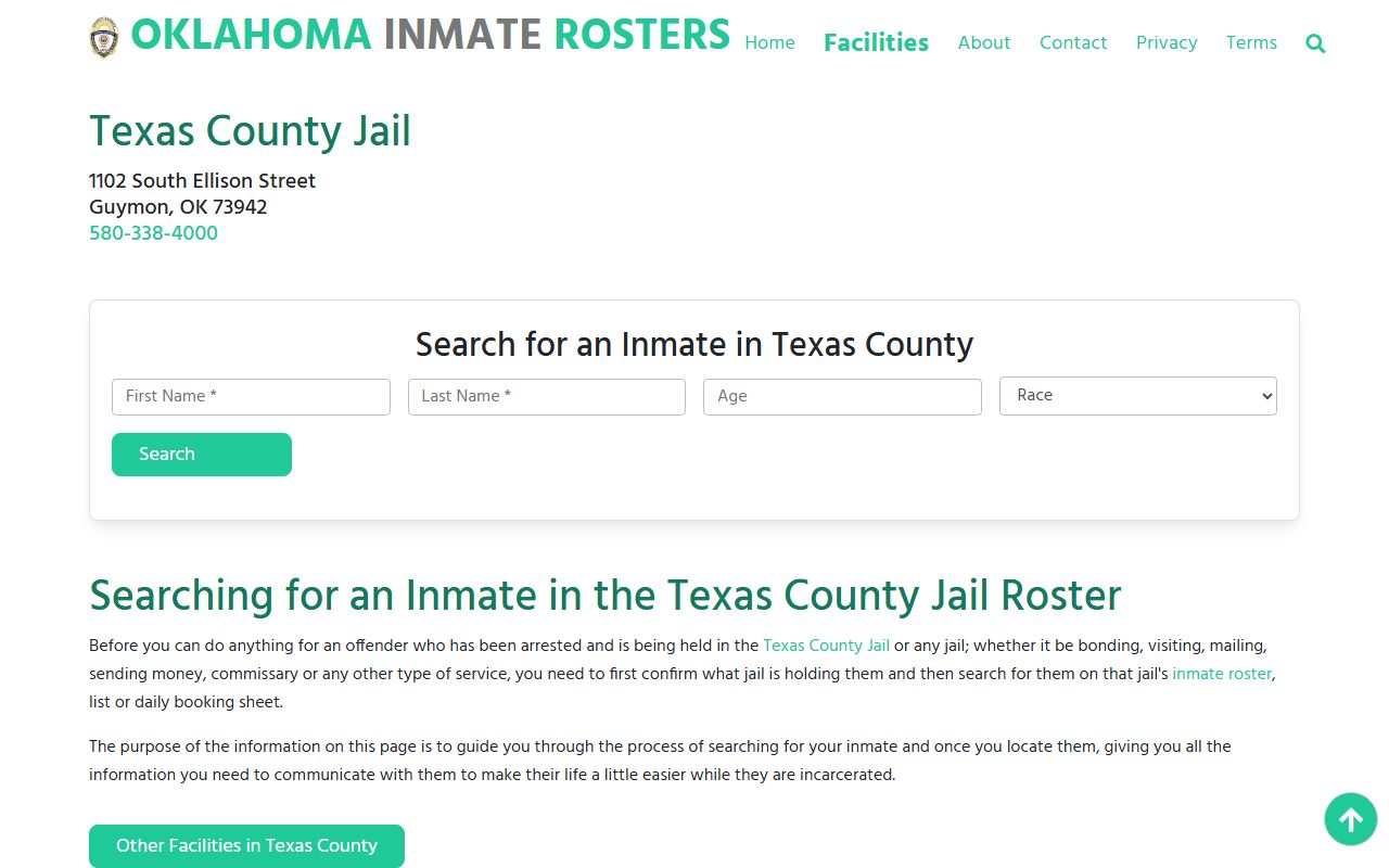Texas County inmate rosters for arrest records