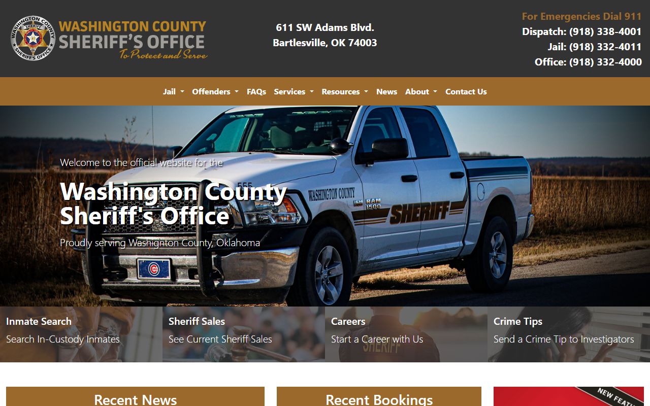 Washington County Sheriff's Office website for arrest records