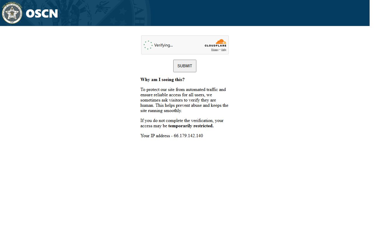 OSCN main portal for Oklahoma court records